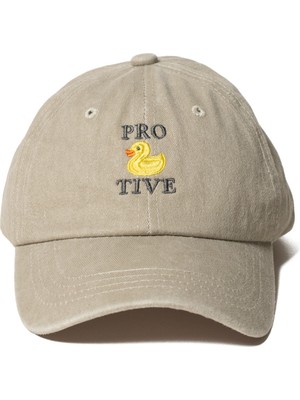 Nome Studio Nakışlı Şapka Bej Şapka Ördek Nakışlı Pamuk Unisex Minimal Günlük Aksesuar Ayarlanabilir