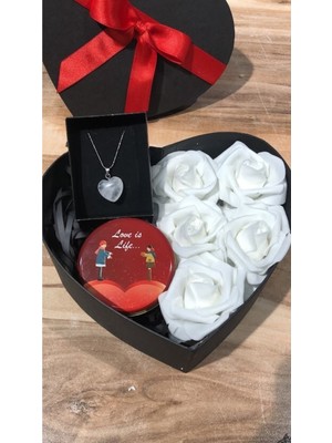 UltraMint Sevgililer Günü Kalpli Kutu Içinde Aşk Taşı ve Doğal Taş Kolye