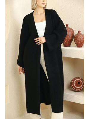 Lior Design Siyah Duble Kol Uzun Tesettür Triko Hırka BCES-253000