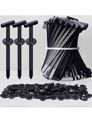 Monte Lua 100 Adet (50 klips + 50 toka), Oto Tampon Klipsi, Araba, Bagaj, Motor Koruma Paneli, Kablo Bağı, Siyah, (50 set takım)