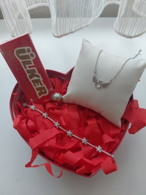 UltraMint 14 Şubat Sevgililer Günü Kırmızı Kalpli Hediye Kutusu Takı Seti