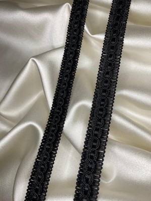 Kordone Pasalı Halkalı Şerit, Perde Şeridi, Dekoratif Siyah Şerit, 10 Metre, KOD-442A