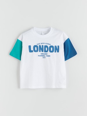 Lc Waikiki Yeni Sezon Bisiklet Yaka London Baskılı Erkek Çocuk Tişört