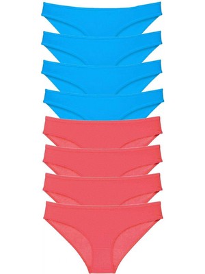 MiraLive 8 Adet Süper Eko Set Likralı Kadın Slip Külot Fuşya ve Mavi