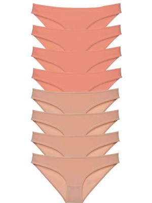 MiraLive 8 Adet Süper Eko Set Likralı Kadın Slip Külot Pudra Ten