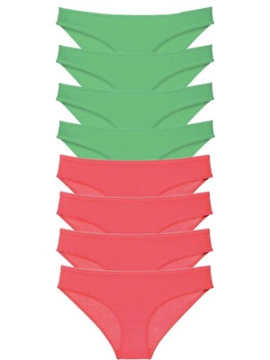 MiraLive 8 Adet Eko Set Likralı Kadın Slip Külot Yeşil Fuşya