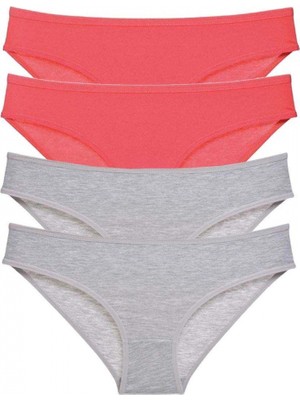MiraLive 4 Adet Süper Eko Set Likralı Kadın Slip Külot Fuşya Gri