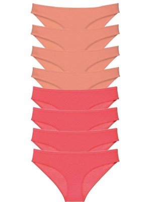 MiraLive 8 Adet Eko Set Likralı Kadın Slip Külot Pudra Fuşya