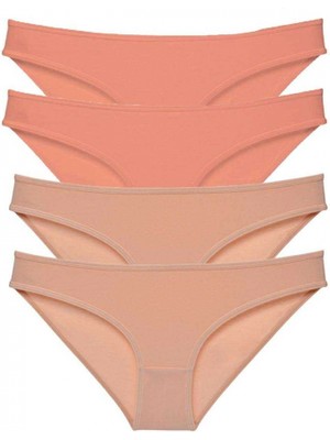 MiraLive 4 Adet Süper Eko Set Likralı Kadın Slip Külot Pudra Ten