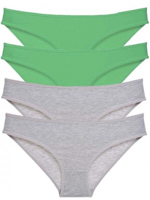 MiraLive 4 Adet Süper Eko Set Likralı Kadın Slip Külot Yeşil Gri
