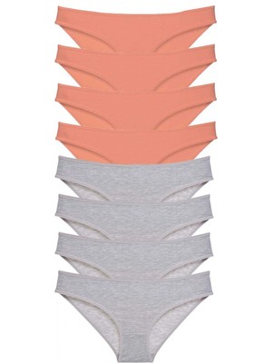 MiraLive 8 Adet Süper Eko Set Likralı Kadın Slip Külot Pudra Gri