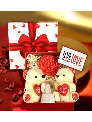 UltraMint Sevgililer Günü Hediye Seti: Kalpli Kutu, Çerçeve, Ayıcık, Mum ve Anahtarlık