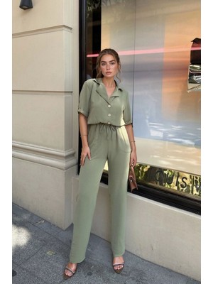 Lior Design Haki Ceket Yaka Beli Lastikli Airobin Tulum BCBSK-25700-2622