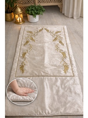 Hig Store Sırma Nakış Işlemeli Çeyizlik - Diz Ağrıtmaz / Ortopedik Arası Elyaf Dolgulu Seccade 80X120 Ebat