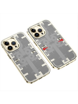 Alem Iphone 14 Pro Max Kılıf Mekanik Bumper Kapak - Gold