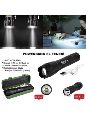 Eco Port Powerbank Özellikli Uzun Menzilli El Feneri  WT-039