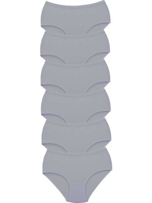 MiraLive 6 Adet Tutku Kadın Yüksek Bel Bato Kalın Lastik Külot Gri