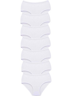 MiraLive 7 Adet Tutku Kadın Yüksek Bel Bato Kalın Lastik Külot Beyaz