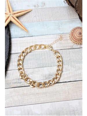 TRY Gold Kaplama Orta Boy Gourmet Zincir Halhal