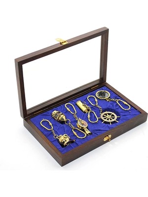 Eco Port Ahşap Kutulu Pirinç 6'lı Anahtarlık Seti 2668