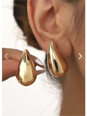 TRY Altın Renk Göz Yaşı Bottega Küpe Kadın Damla Küpe Vip Kararmaz Solmaz Çelik Küpe - 3013