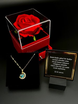 UltraMint 14 Ayar Altın Kaplama Gökkuşağı Kolye ve Gezegensiz Hediye Kutusu