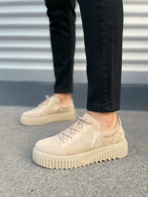 Zapatos JY502 Bold Bağcıklı Süet Erkek Günlük Sneaker Ayakkabı Skt - Krem
