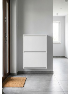 Ikili 2'li Metal Ayakkabılık Premium Beyaz