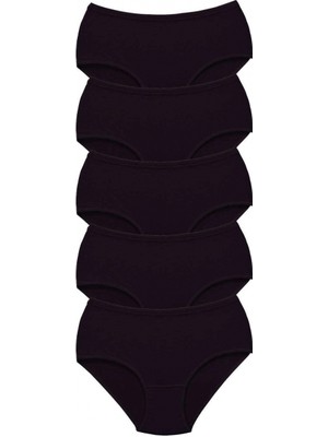 MiraLive 5 Adet Tutku Kadın Yüksek Bel Bato Kalın Lastik Külot Siyah