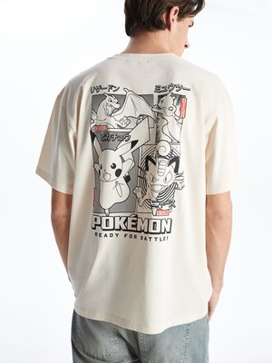 Lc Waikiki Yeni Sezon Bisiklet Yaka Pokemon Baskılı Penye Erkek Tişört