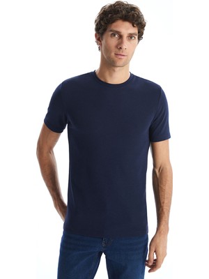 Lc Waikiki Yeni Sezon Bisiklet Yaka Kısa Kollu Erkek Dokulu Tişört