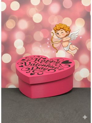 Bee3D Özel Tasarım Kalp Kutu - Sevgililer Gününe Özel "happy Valentine's Day" Yazılı Hediyelik Içine Kalıcı Not Yazılabilir