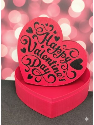 Bee3D Özel Tasarım Kalp Kutu - Sevgililer Gününe Özel "happy Valentine's Day" Yazılı Hediyelik Içine Kalıcı Not Yazılabilir