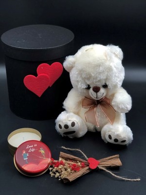 UltraMint Sevgililer Günü Ayıcık ve Mum Seti, Kutuda Romantik Hediye