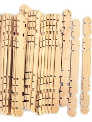 Normadia 50 Adet Geçmeli Ahşap Dil Çubuğu, Doğal ve Eklemli Dondurma Çubuğu
