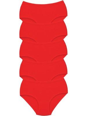 MiraLive 5 Adet Tutku Kadın Yüksek Bel Bato Kalın Lastik Külot Kırmızı