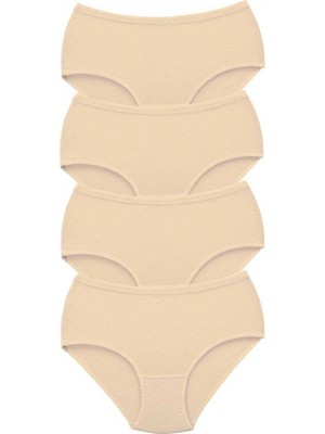 MiraLive 4 Adet Tutku Kadın Yüksek Bel Bato Kalın Lastik Külot Ten