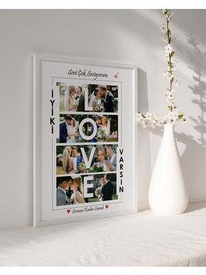 UltraMint Kişiye Özel Love Fotoğraflı Çerçeve Tablo, Sevgililer Günü ve Yıldönümü Hediyesi