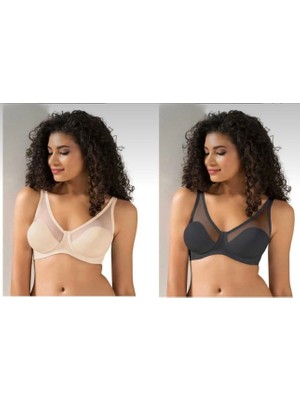 Le Jardin Kadın 2'li Set Siyah-Ten Toparlayıcı Balensiz Sütyen Günlük Konforlu Desteksiz
