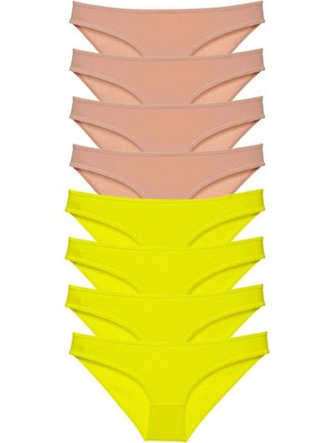 MiraLive 8 Adet Süper Eko Set Likralı Kadın Slip Külot Sarı Ten