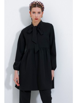 Queene Dreams Siyah Örme Pantolon Tunik Alt Üst Takım 6654