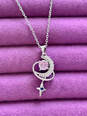 UltraMint 925 Ayar Gümüş Kaplama Ay, Güneş ve Yıldız Tasarımlı Kolye Hediye