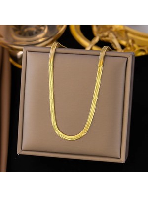 UltraMint Sevgililer Günü Için Zarif Gold Çelik Kolye 42.5 cm