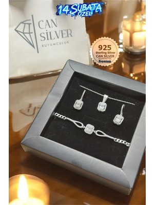 UltraMint 925 Ayar Gümüş 3 Lü Baget Set, Özel Kutuda, Sevgililer Günü Hediyesi