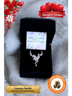 UltraMint Işıklı Daldaki Kelebek Kadın Kolye, Sevgililer Günü Hediye Kutusu