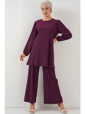 Queene Dreams Tunik Pantolon Alt Üst Takım 6663 - Mor