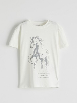 Lc Waikiki Yeni Sezon Bisiklet Yaka At Baskılı Erkek Çocuk Tişört