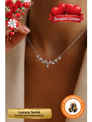 UltraMint Işıklı Şarmaşık Gümüş Kaplama Kadın Kolye, Sevgililer Günü Hediyesi