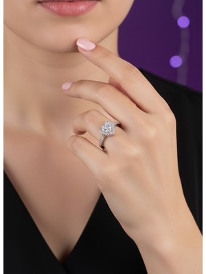 UltraMint Sevgililer Günü Kalpli Ayarlanabilir 925 Ayar Gümüş Yüzük Hediye Kutusu