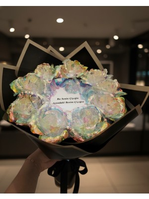 UltraMint 14 Şubat Sevgililer Günü Sonsuzluk Gülü Buketi, Ayna ve Çiçek Temalı Hediye